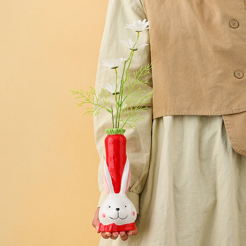 Cute Cartoon Rabbit Ceramic Vase. Table Decoration Vase. Small-scale Hydroponic Green Plant Flower Container Vase