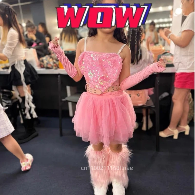 

Детский костюм для джазовых танцев, модный крутой костюм для подиума T-stage, модный красный сценический костюм для джазовых танцев