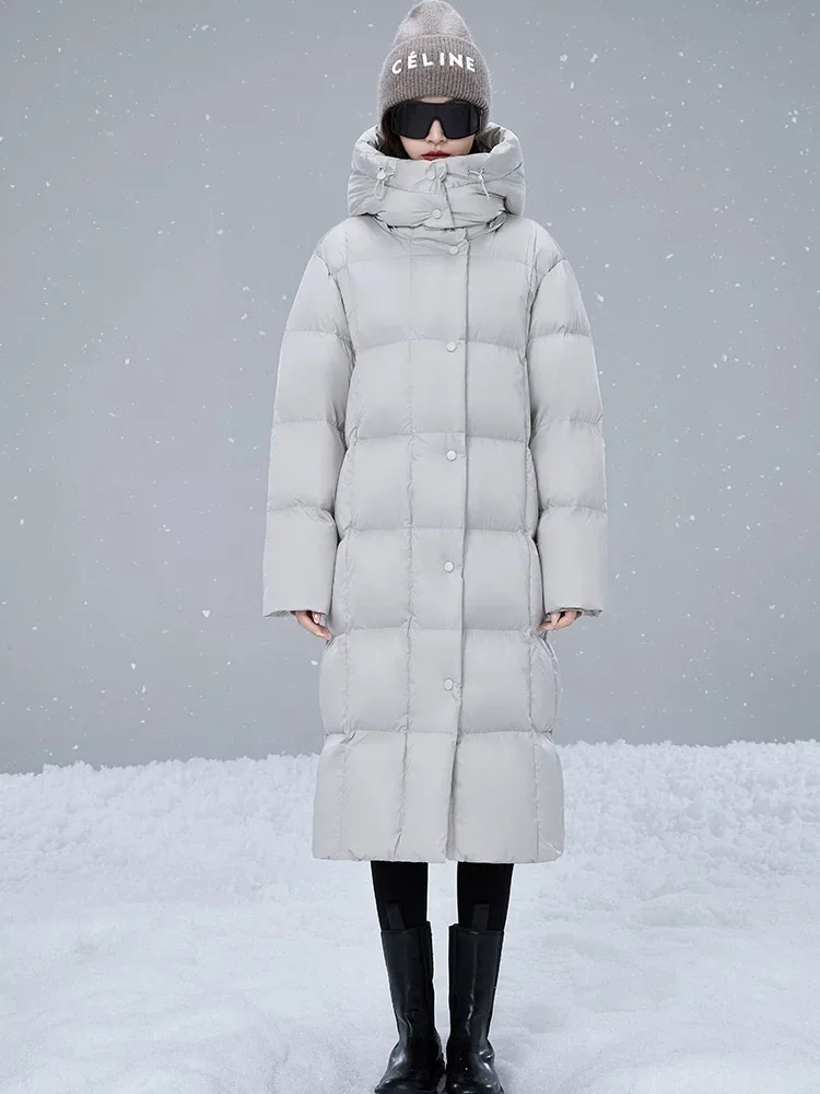 

Fit -30 ℃ Холодно-зимние длинные пальто на утином пуху для пар, женские толстые теплые пальто с капюшоном, парки wy2302