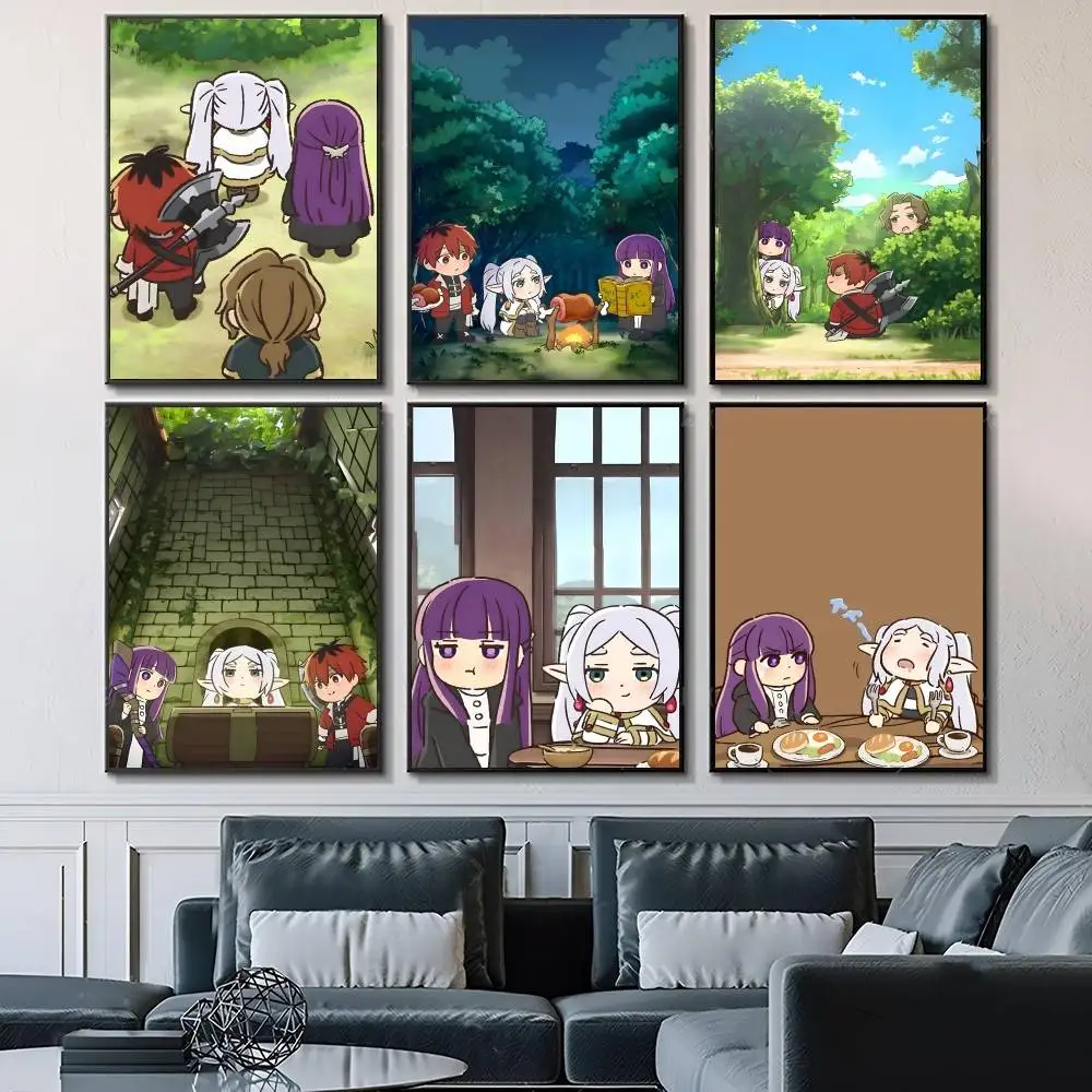 1PC Anime Cartoon Cute F-Frieren Beyond Journeys End Posters Fancy Wall Sticker for Living Room Bar Decoration Wall Decor