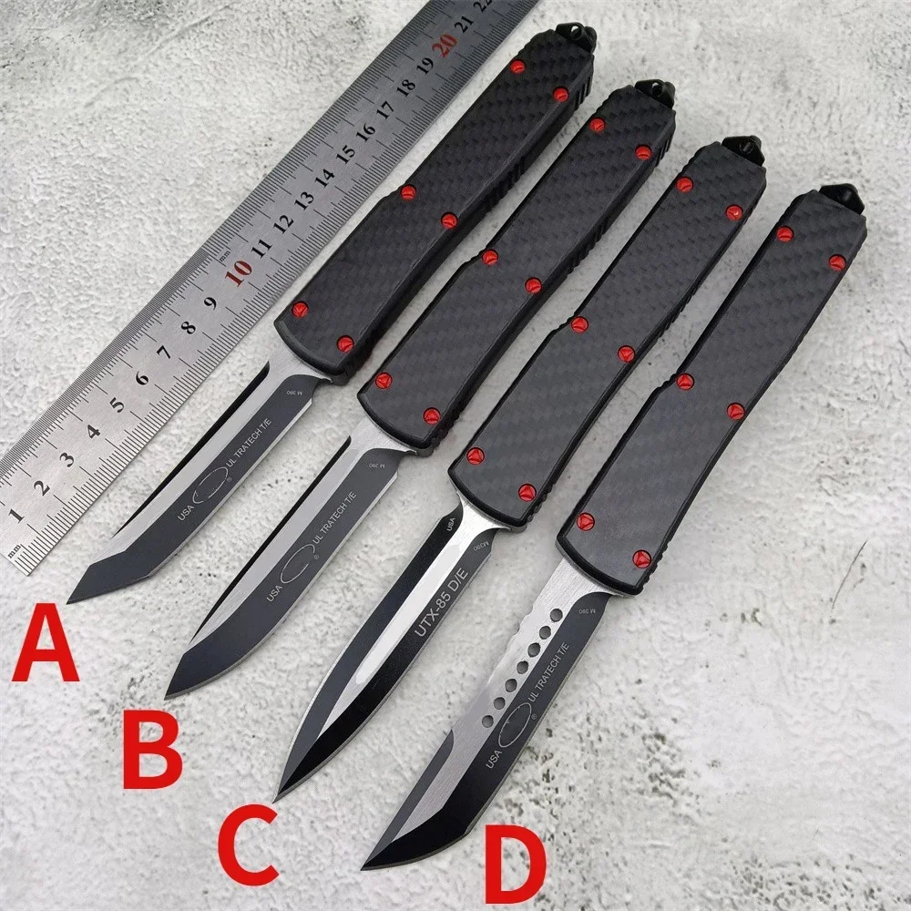 MIC UT85 Tactical Military Pocket Knife D2 Blade Aluminum Inlaid Carbon Fiber Handles Outdoor Defense Hunting Camping Knive