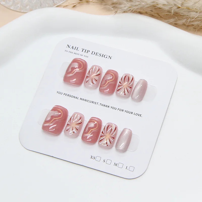 10 Pcs Women Handmade Press On Nails Wearing Armor Sparkling Fireworks Love Cat Eye Nail Patch Detachable Nail Tips Nail Art