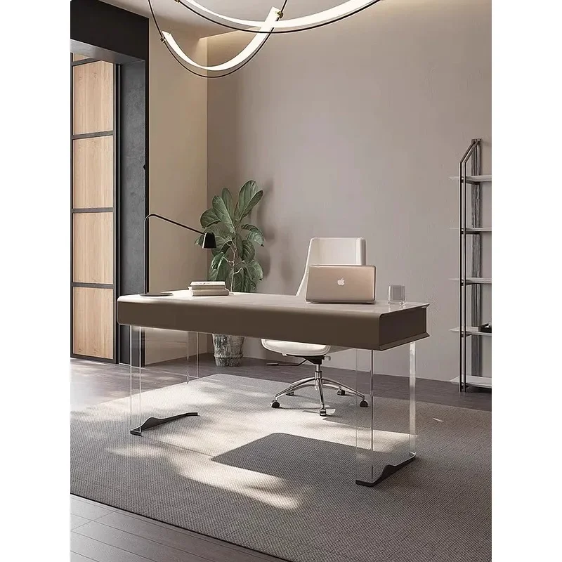 ZL Acrylic Floating Desk Modern Minimalist Study Table for Small Space Home Office Computer Desk