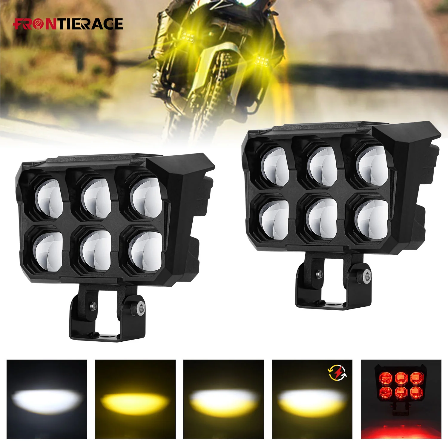 4/6 Bead Motorcycle LED Auxiliary Headlight High Led 3000k/6000k Spotlights Lens 12V Barra Led for ATV Truck Dirt Bike SUV UTV