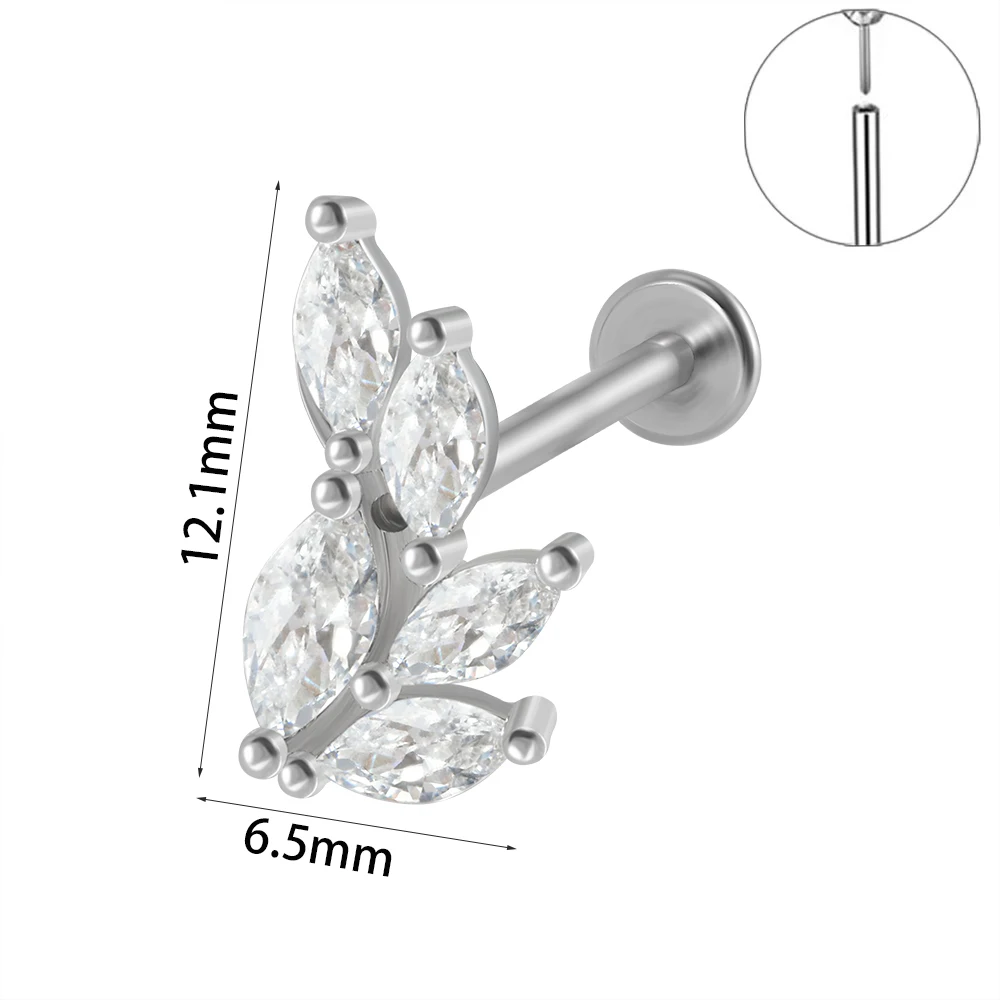Surgical Steel Marquise CZ Leaf Shaped Stud Earring