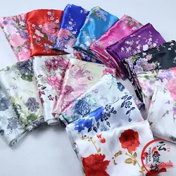 Printed Satin Fabric By The Meter for Dresses Cheongsam Diy Hanfu Sewing Flowers Cloth Brocade Thin Summer Drape Opaque Textile