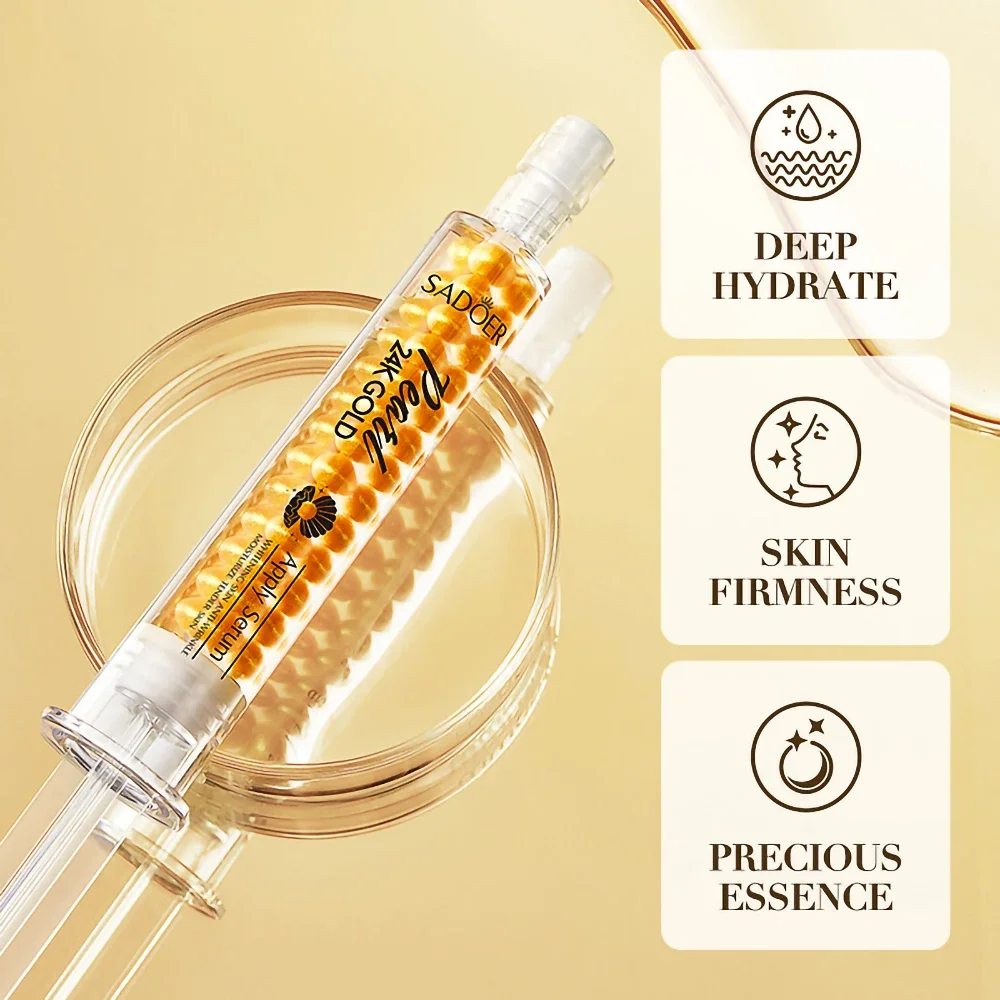 Gold Pearl Collagen Face Essence, Instant Anti Aging, Rugas Hidratar Soro, Produtos de cuidados com a pele, 24K