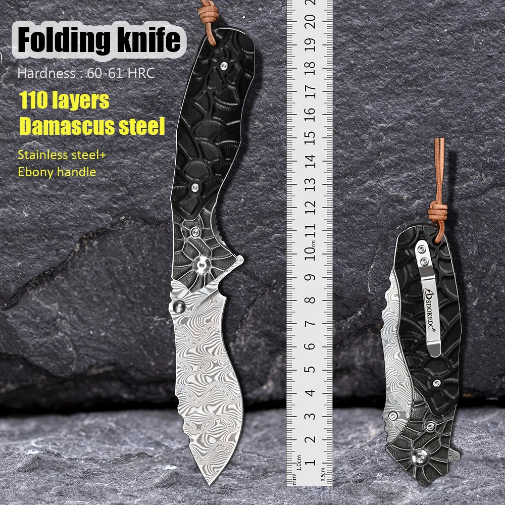 Camping Utility EDC Hand Tool Outdoor Self Defense Pocket Knives Hunting Damascus Folding Knife Survival