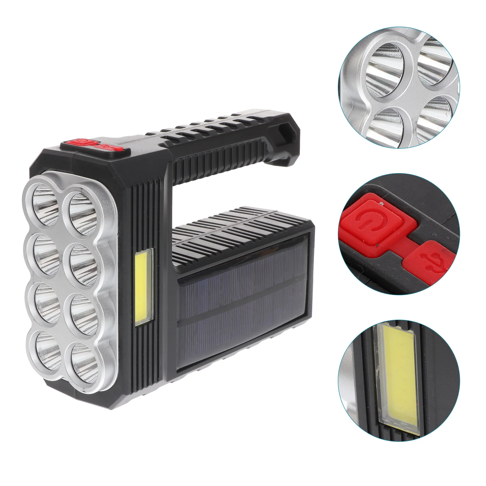 

Solar Powered Led Lamp Handheld Spotlight Waterproof Outdoor Camping Light Bright Torch Rechargeable Portable Solar