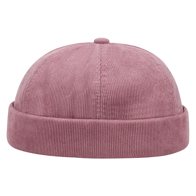 2024 New Fashion Casual Solid Color Corduroy Minimalist Solid Color Unisex Brimless Hat Autumn and Winter Windproof Beanie