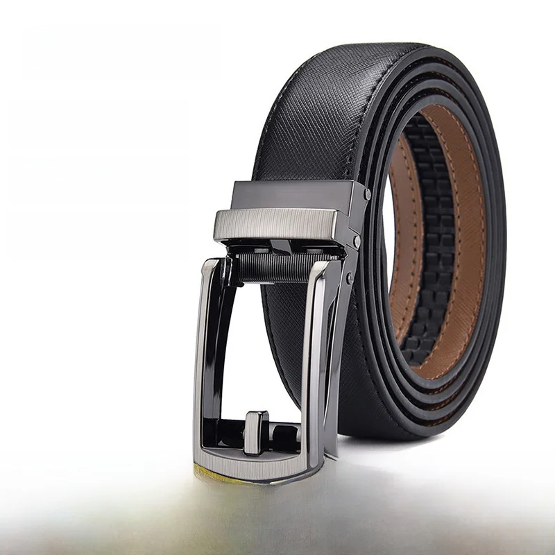 busin-men's-alloy-auatic-bule-genuine-leather-belt-high-end-feeling-two-layer-cowhide-waist-belt