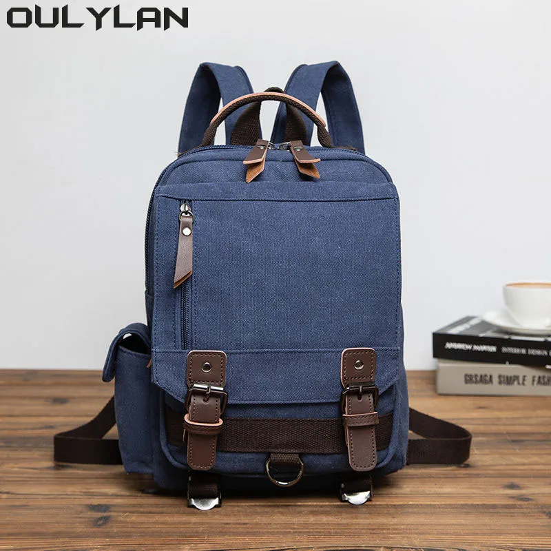 Large-capacity Student School Bag Casual Solid Color Backpack Oxford Men Hiking Camping Mountaineering Backpack Simple Bag