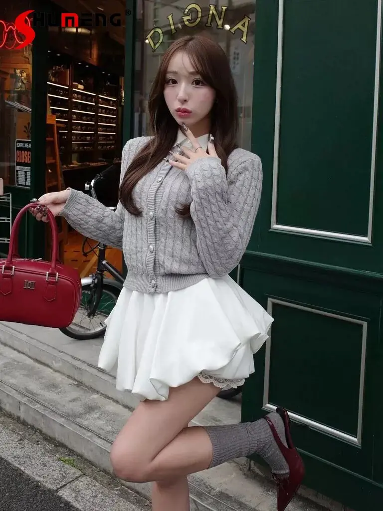 

Новая женская короткая юбка-шорты в японском стиле для девушек, весна-лето 2026, с высокой талией, облегающая, кружевная, мини-юбка-кюлоты