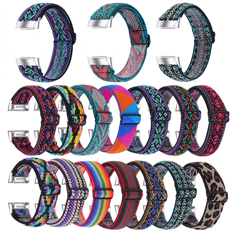 حزام نايلون لـ Fitbit Charge 4 3 أربطة ساعة ذكية مرنة قابلة للتعديل لاستبدال Fitbit Charge 5 6 ملحقات سوار المعصم