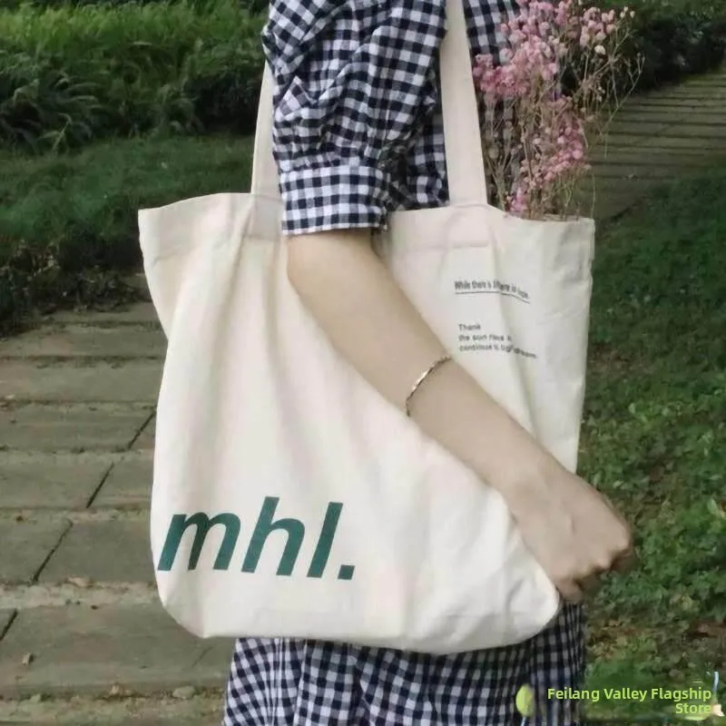 

Laid-back Japanese Style Canvas Tote Bag Women's Large Capacity Single Shoulder Bag Artistic Minimalist Korean Style Chic Stu...