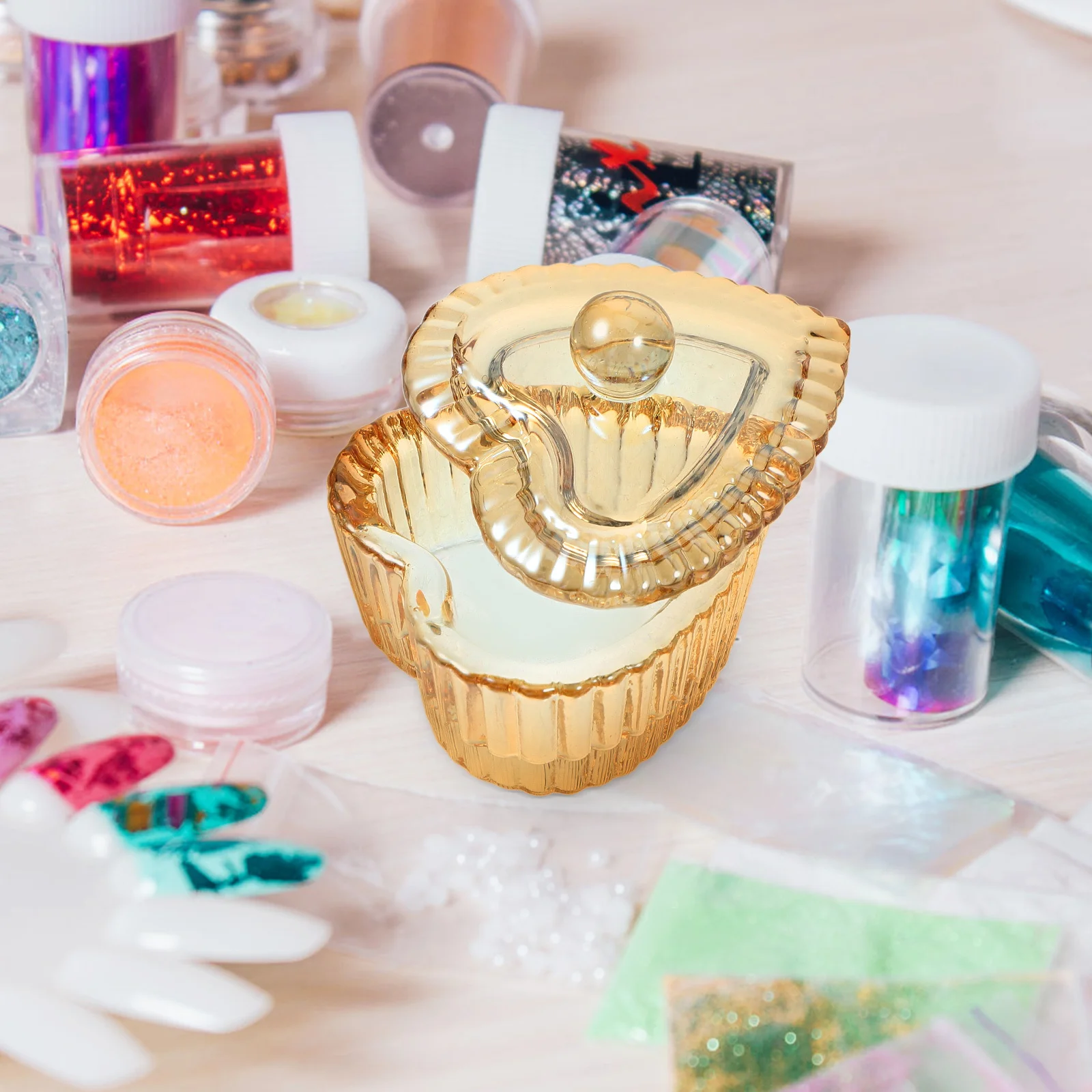 

2Pcs Elegant Glass Nail Dish Cup Reusable Nail Art Bowl for Salon Home Use Multi-Function Manicure Liquid Holder Tool