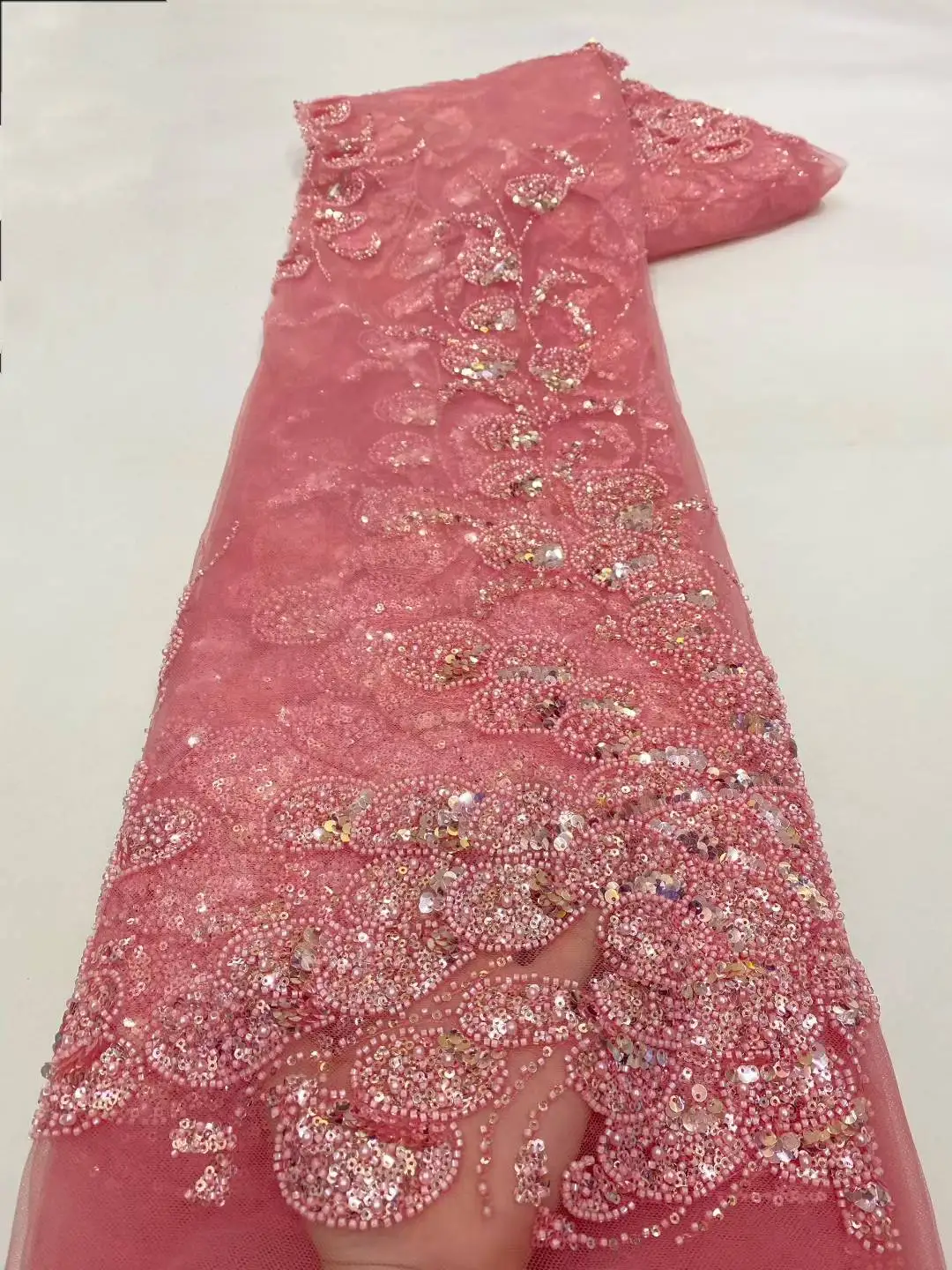 

2025, африканская, французская, нигерийская, элитная тюлевая кружевная ткань с бусинами и блестками, сетка для вышивки свадебного платья невесты, шитье платья