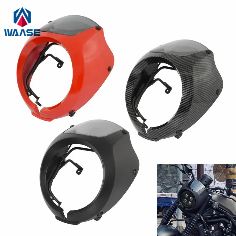 

waase For Honda Rebel 500 300 CMX300 CMX500 2020 2021 2022 Front Headlight Windscreen Windshield Headlamp Fairing Screen