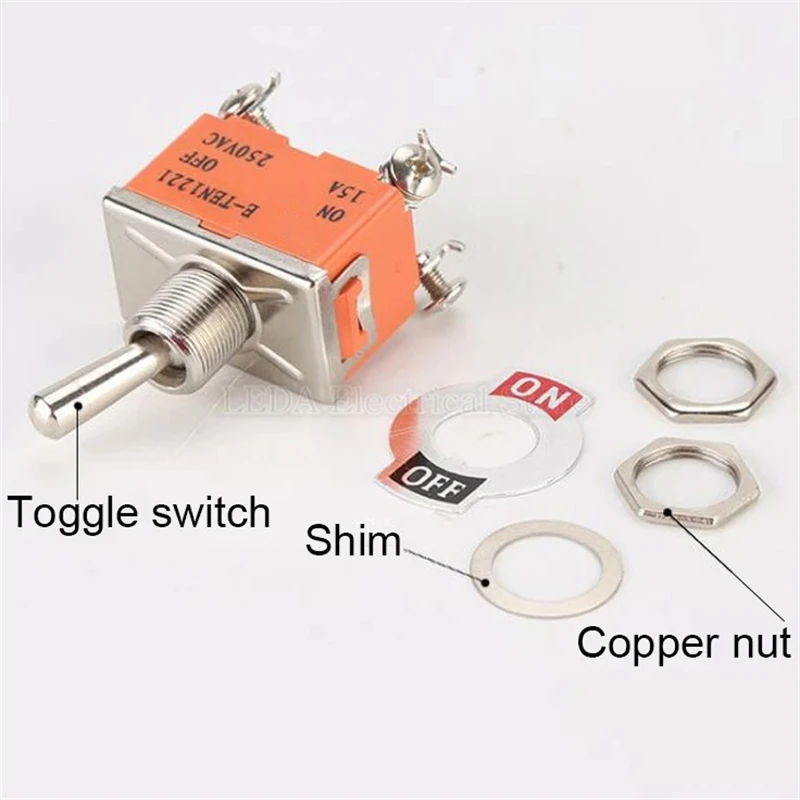 Interruptor Micro Orange Power Rocker, terminal 4Pin SPST desligado, 15A 250V, 1221 E-TEN, 2pcs