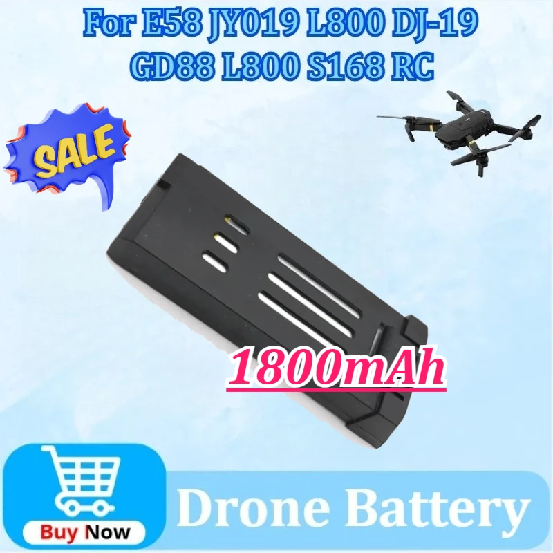 

Drone Battery 3.7V 1800mAh for E58 JY019 L800 DJ-19 S168 GD88 Folding Four-axis Aircraft Upgrade Accessories Remote Battery