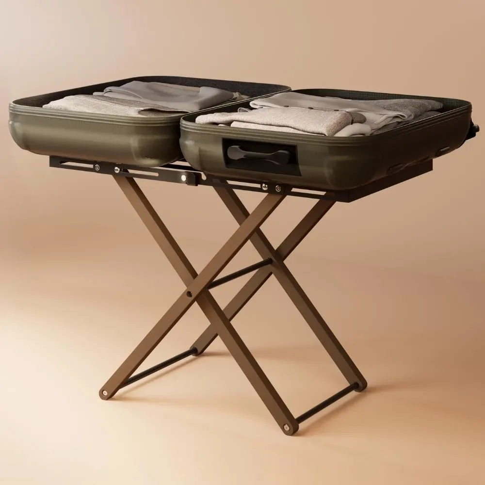 

Luggage Rack with Expandable for All Suitcase Sizes, Extends 35” Inches, Holds up to 170 lbs, Durable Steel & Solid Wood