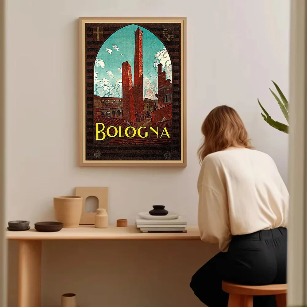 خمر بولونيا إيطاليا قماش جدار الفن السفر التصوير يطبع أوروبا سيتي سكيب صور ديكور المنزل هدية #5