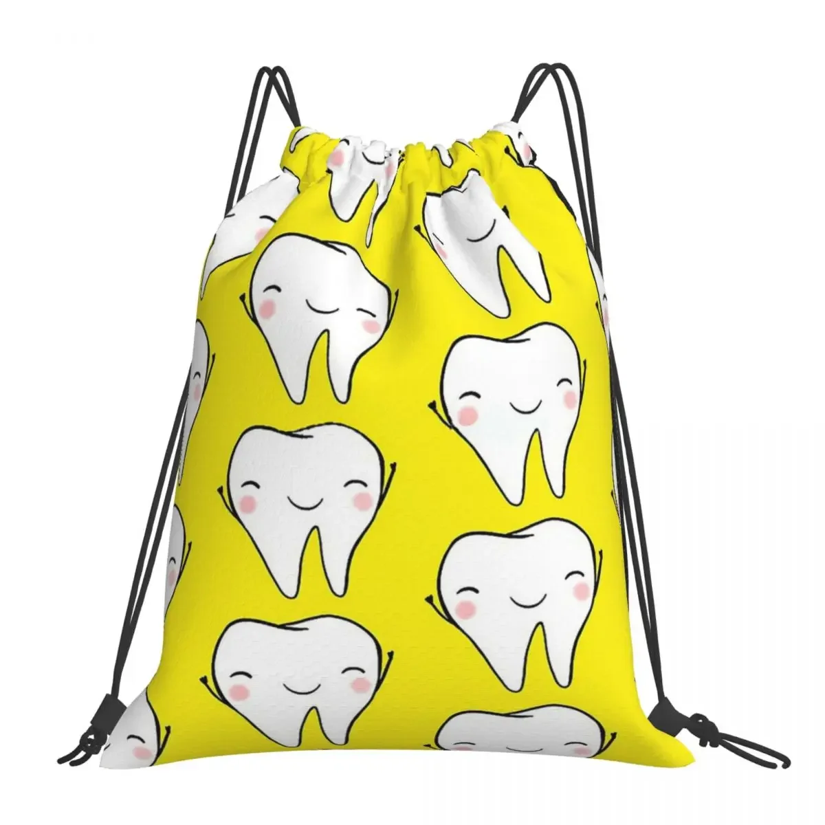 Dentist Tooth Teeth Backpacks Fashion Portable Drawstring Bags Drawstring Bundle Pocket Sports Bag BookBag For Man Woman School