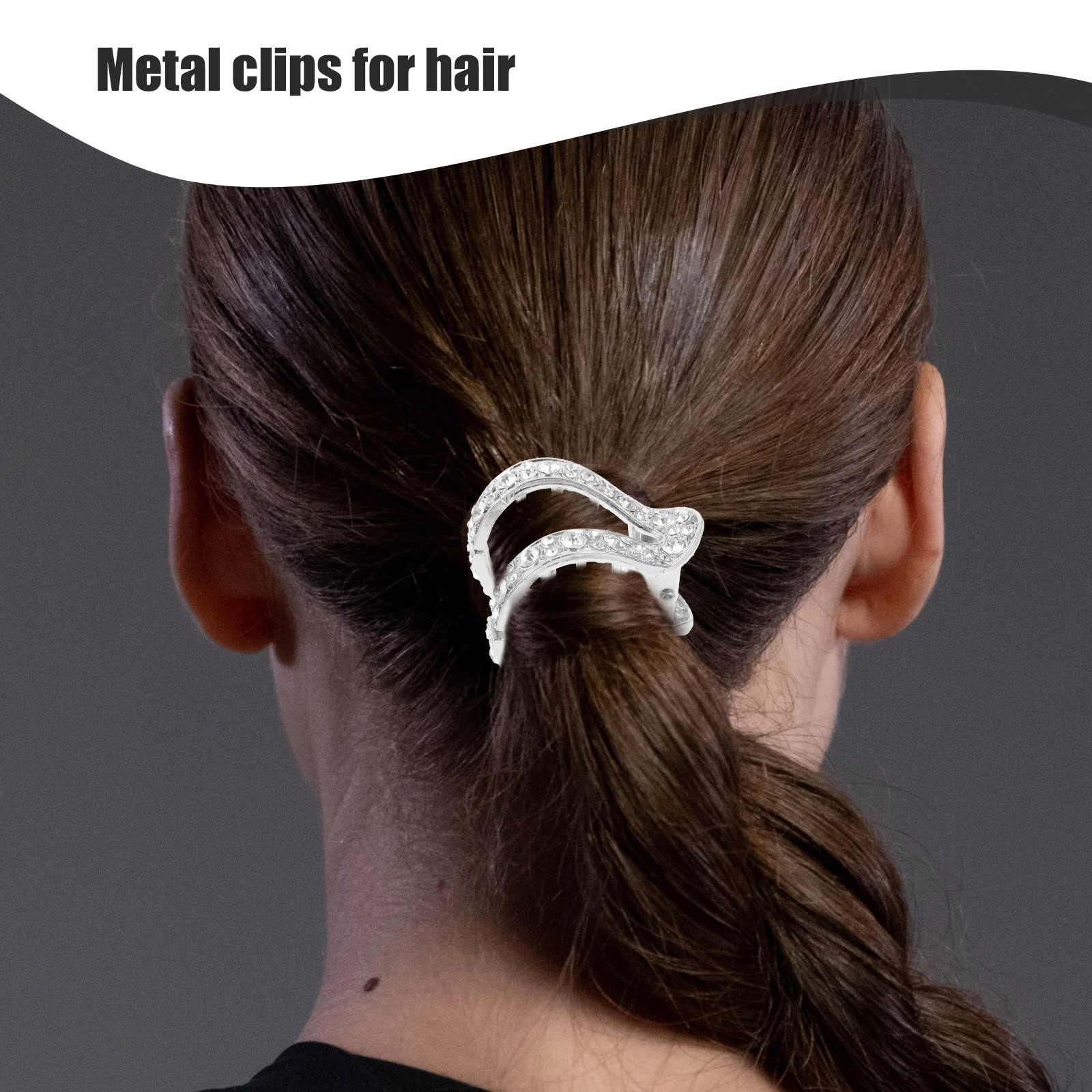 

High Ponytail Claw Clips Hairpin Holder Silver Rhinestone Decorated Metal Material Versatile Hairstyle Tool Small Size Long Term