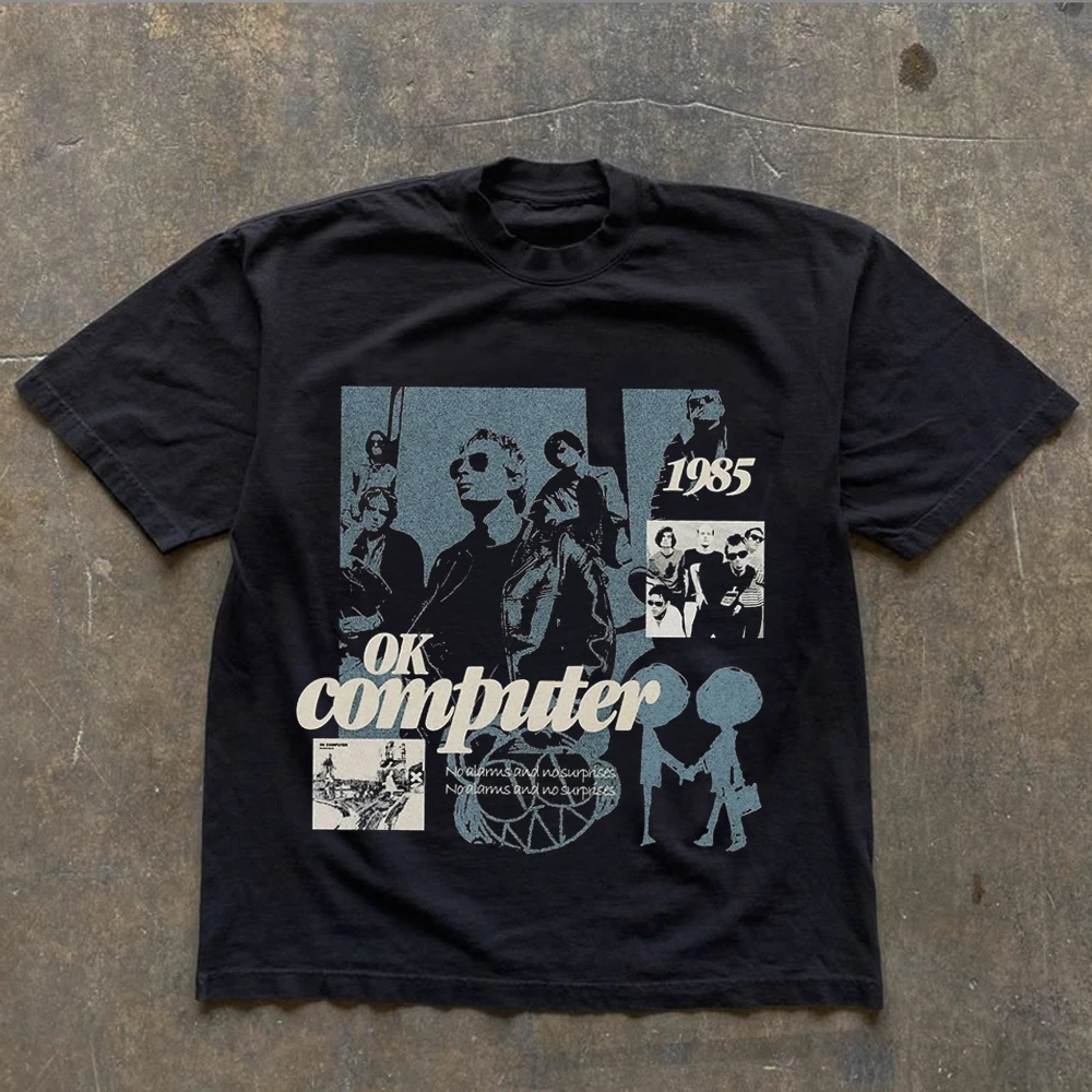 Radiohead The Bend Graphic Print Short Sleeves T-shirt Men Women Summer 90s Retro Rock Music T-shirt Casual Y2K Streetwear Tops