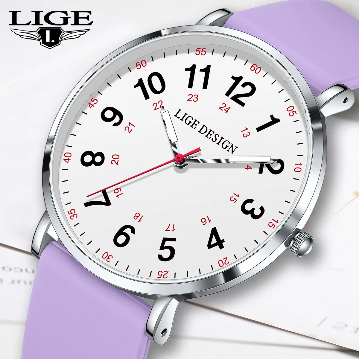 

LIGE Woman Watches Fashion Casual Quartz Wristwatch for Women Brand Luxury Silicone Strap Ladies Watches Waterproof Simple Clock
