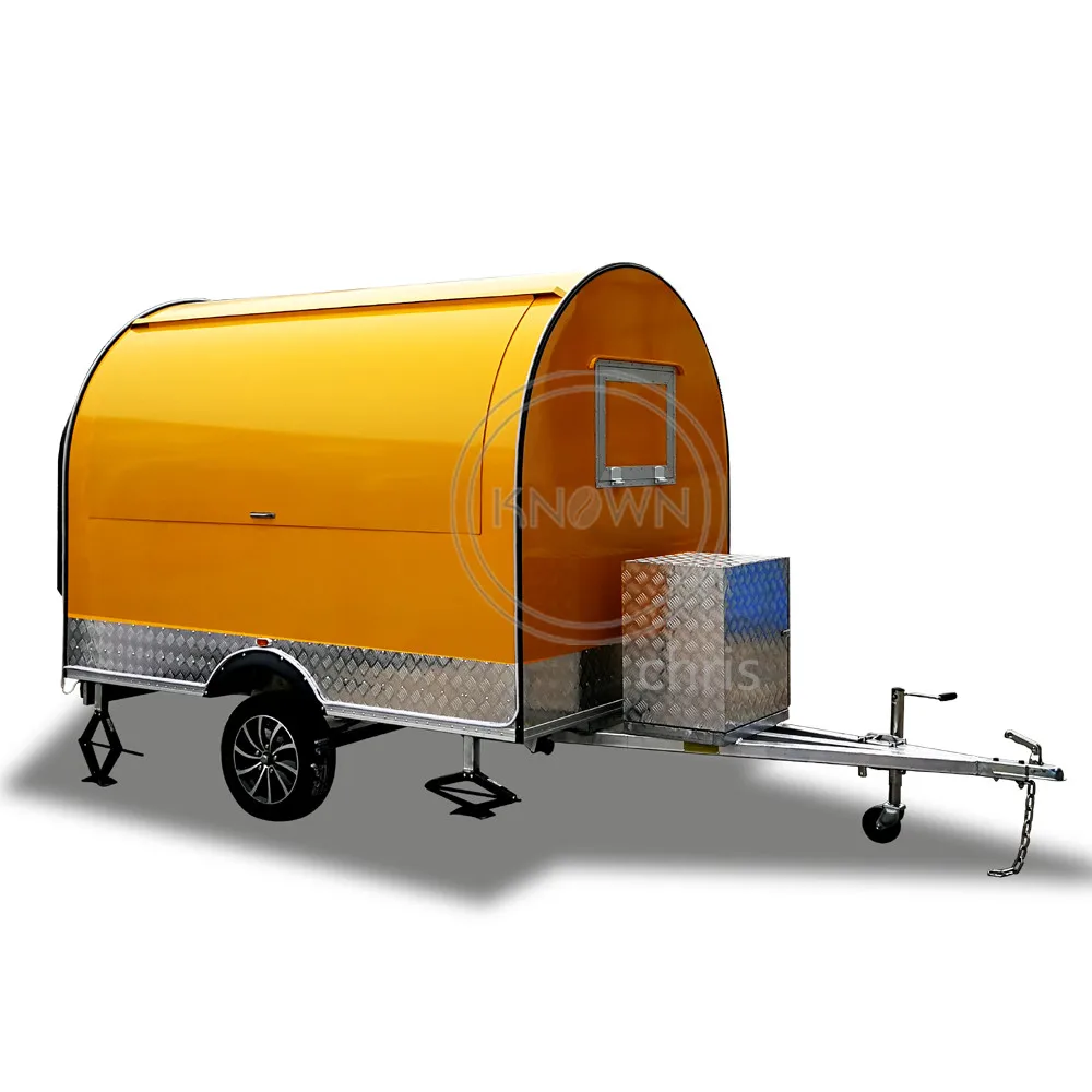 Yellow Color Catering Food Trailer Food Truck Mobile Kitchen Coffee Bar Bubble Tea Hot Dog Cart for Sale 280x200x235cm