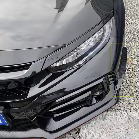 Front Bumper Lip Splitter Fin Air Knife Auto Body Kit Car Spoiler For Honda Civic FK8 Si Type-R 2019-2021
