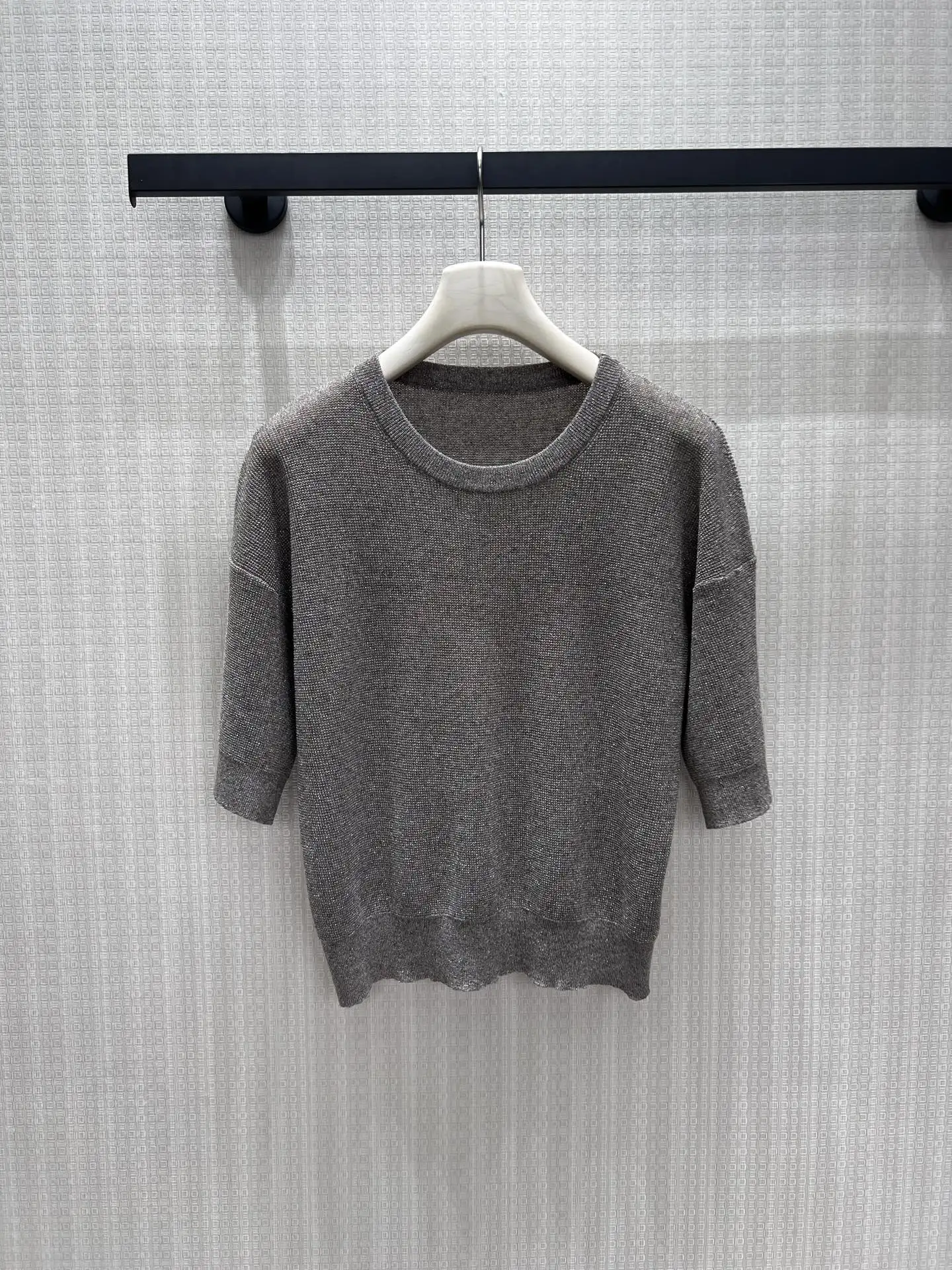 

Slimming round Neck Short Sleeve Knitted Sweater Women's Elegant Versatile Simple Daily Wear Commute Style Color