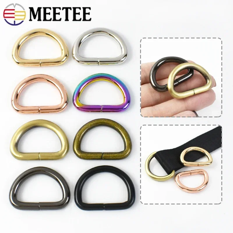 10Pcs 13-50mm D Ring Metal Buckles Bag Strap Carabiner Clips Accessories for Handbags Dog Collar Loop Clasp Leather Hardware