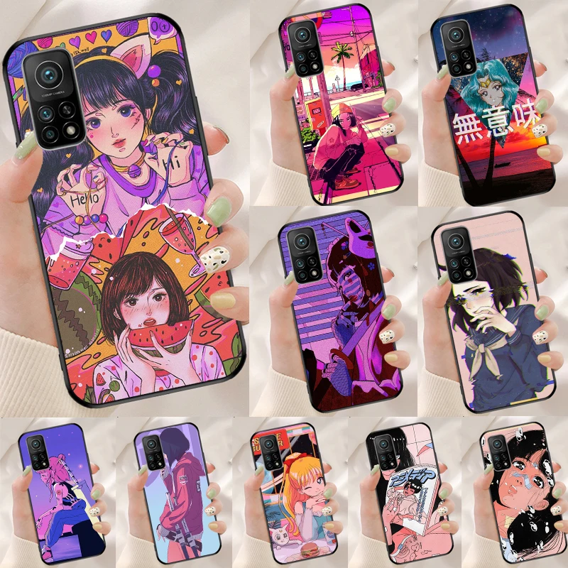 Vaporwave Glitch Anime Case For Xiaomi 13 11T 12T Pro 12 Lite 12X Cover For POCO X3 X4 X5 F5 Pro F4 GT C40 M5s F3