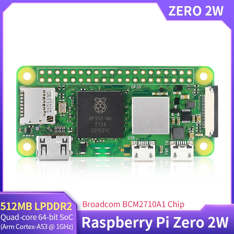 

Raspberry Pi Zero 2 W 1GHz Quad-core 64-bit ARM Cortex-A53 Broadcom Chip 512MB SDRAM Bluetooth BLE & WiFi Pi Zero 2 Pi 0