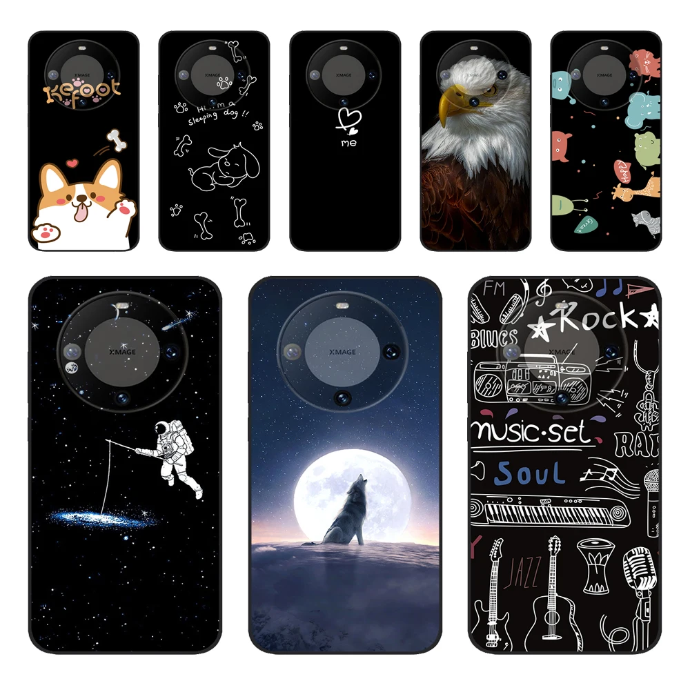 For Huawei Mate 60 Pro Case Silicone Wolf Lion Owl TPU Black Soft Coque Capa for HUAWEI Mate60 Pro 60pro Cover Mate60pro Bumpers