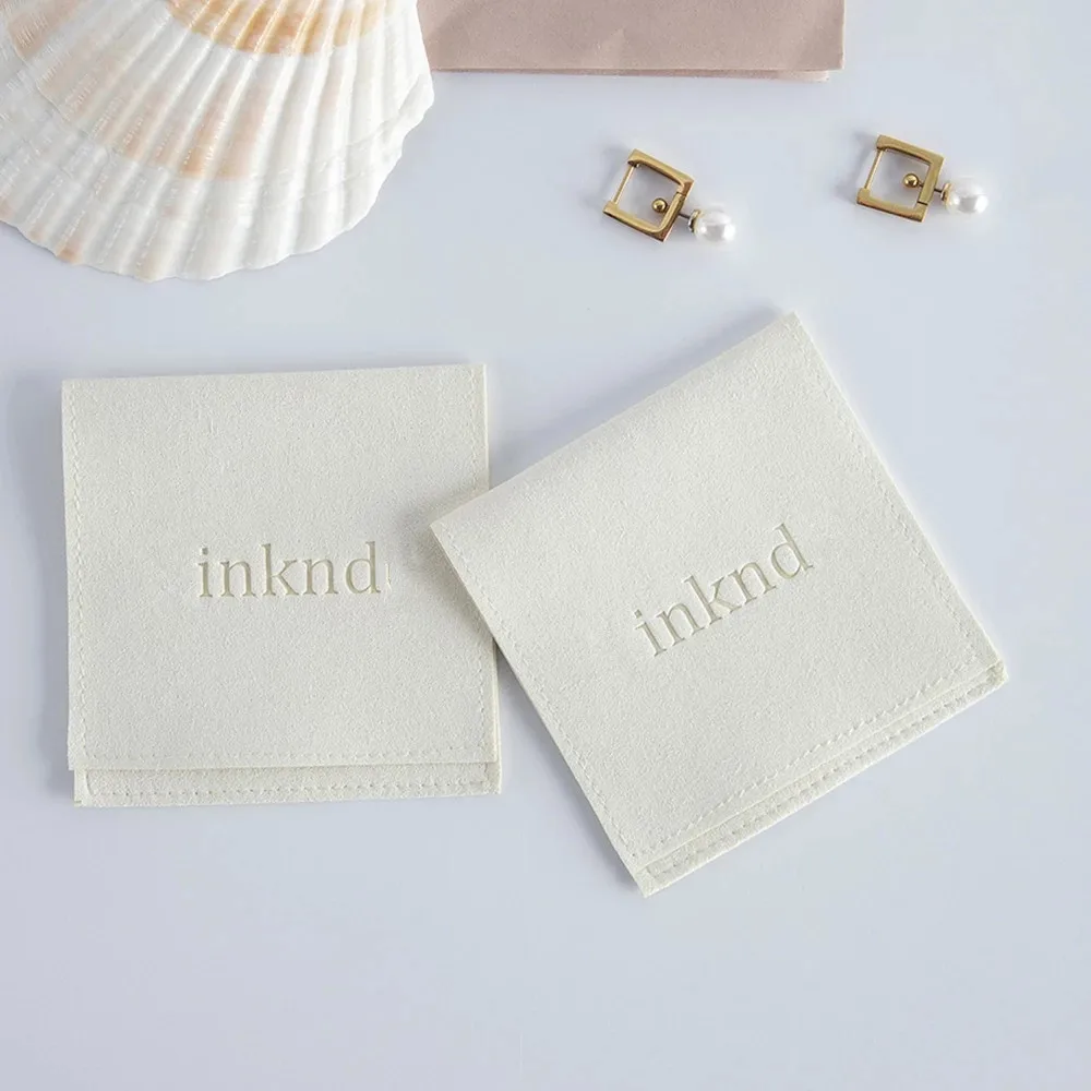 

50pcs Custom Logo Beige Microfiber Jewelry Organizer Gift Small Bag Christmas Party Wedding Favor Candy Goodie Bag Business