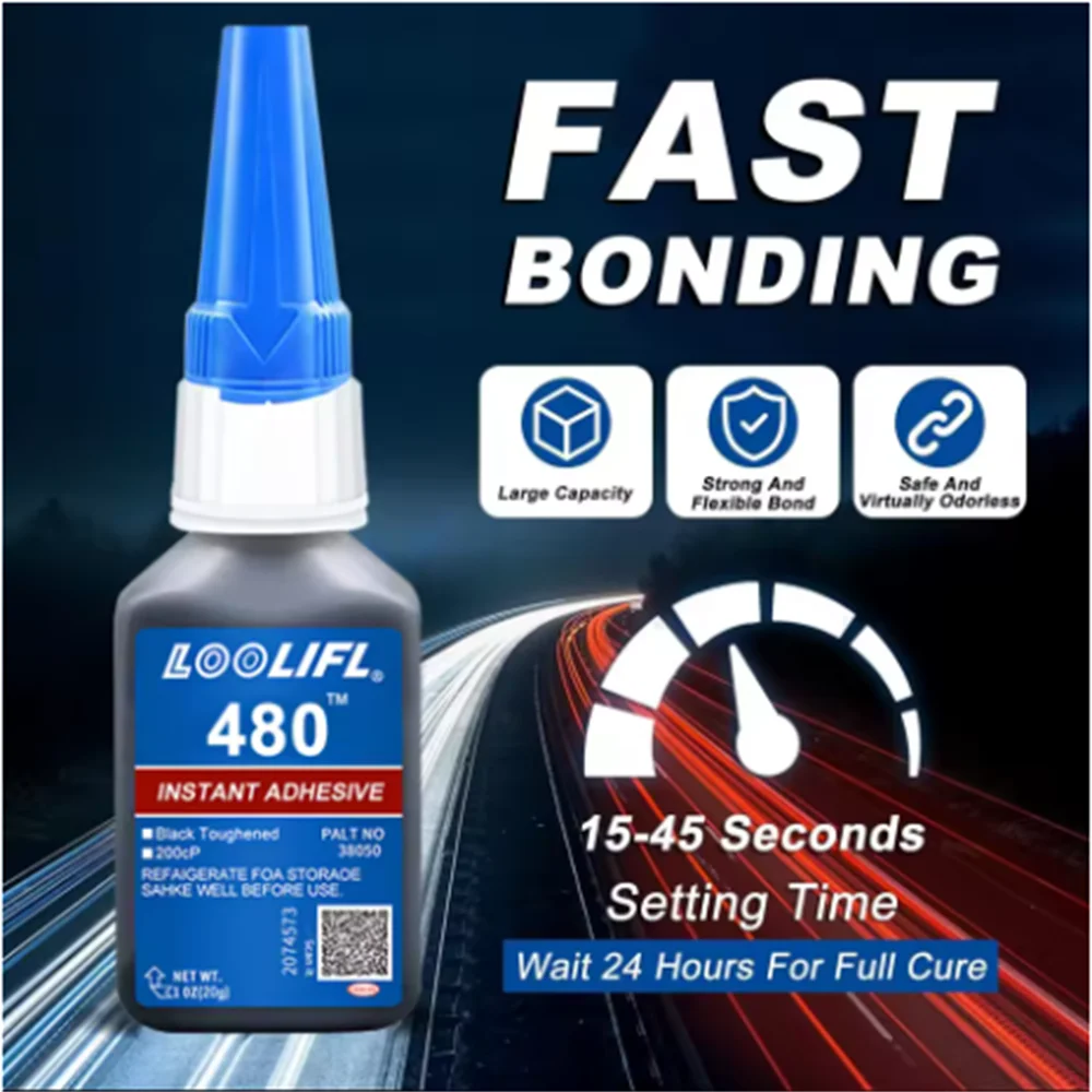 480 black rubber glue super strong adhesive for 10 seconds, used for tire repair, black object repair and 