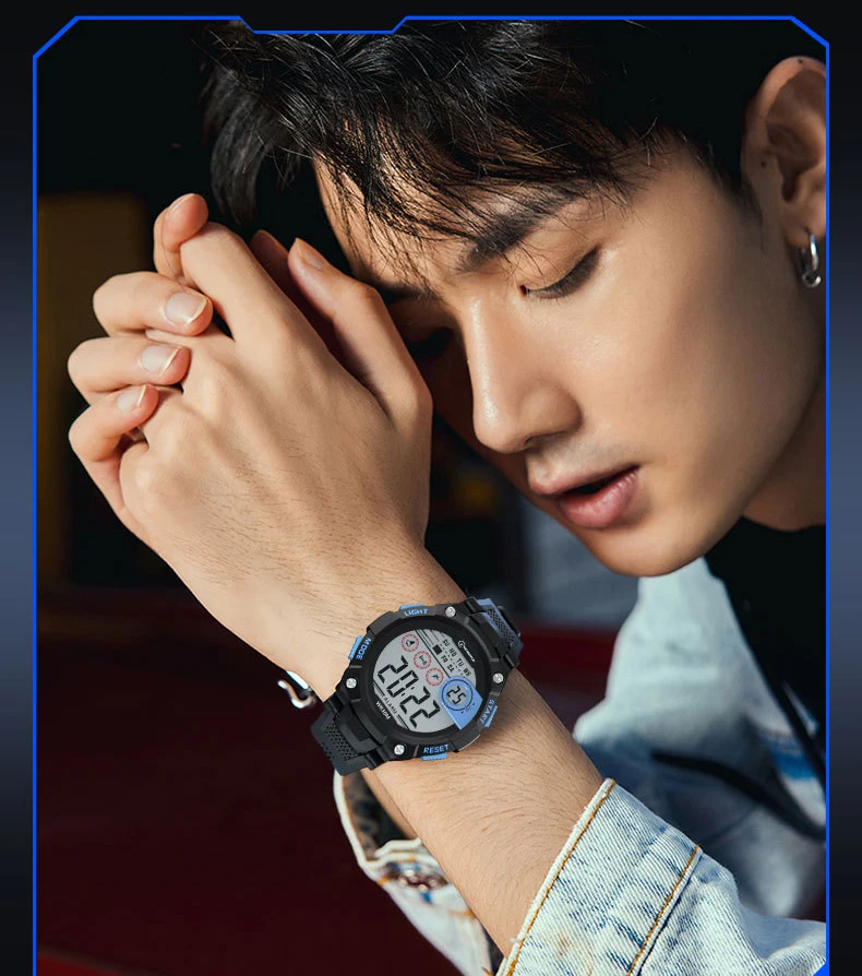 Uالتايلاندية C02 الأطفال الساعات الإلكترونية الاطفال الأولاد طالب الرياضة مقاوم للماء LED المنبه التقويم الرجال أرقام ساعة ذكية