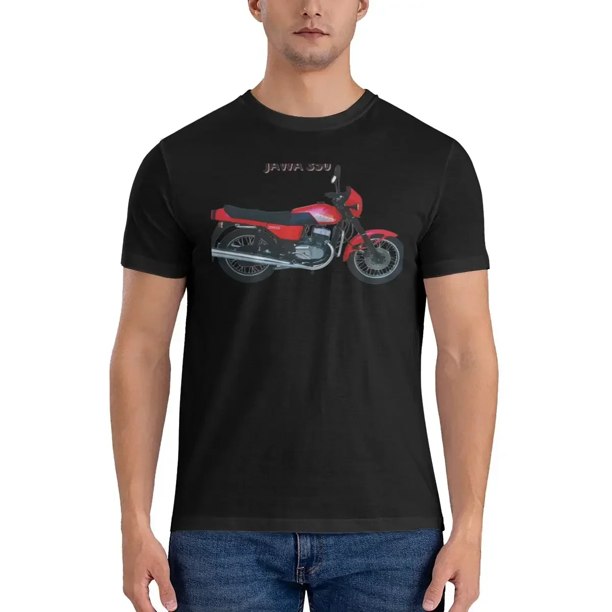 Jawa Moto-camisetas Vintage de algodón puro para hombre, camisetas divertidas de manga corta con cuello redondo, camisetas gráficas, 350