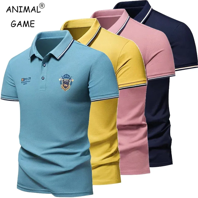 

Men's Embroidered Iron Free Polo Shirt Summer Short Sleeved Top Popular High-quality Casual Business T-shirt