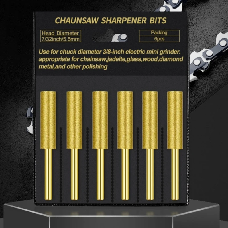 6pcs Chainsaw Sharpening หินขัดเครื่องมือสำหรับเลื่อยโซ่ไฟฟ้าขัดโลหะ,เลื่อยโซ่บดหัว