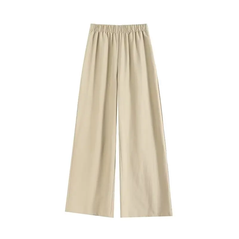 

Women 2024 Spring and Summer New Fashion Tongle Style Casual Elasto Waist Wide Leg Pants Chic High Waist All-match Pants Mujer