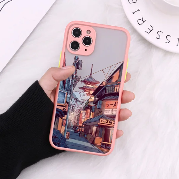 Japanische Anime-Malerei-Hauslandschaft Handyhülle für iPhone 16 15 Plus X XR XS Max 17 16 15 13 12 11 14 Pro Max Harte Matte Hülle – Detail 2