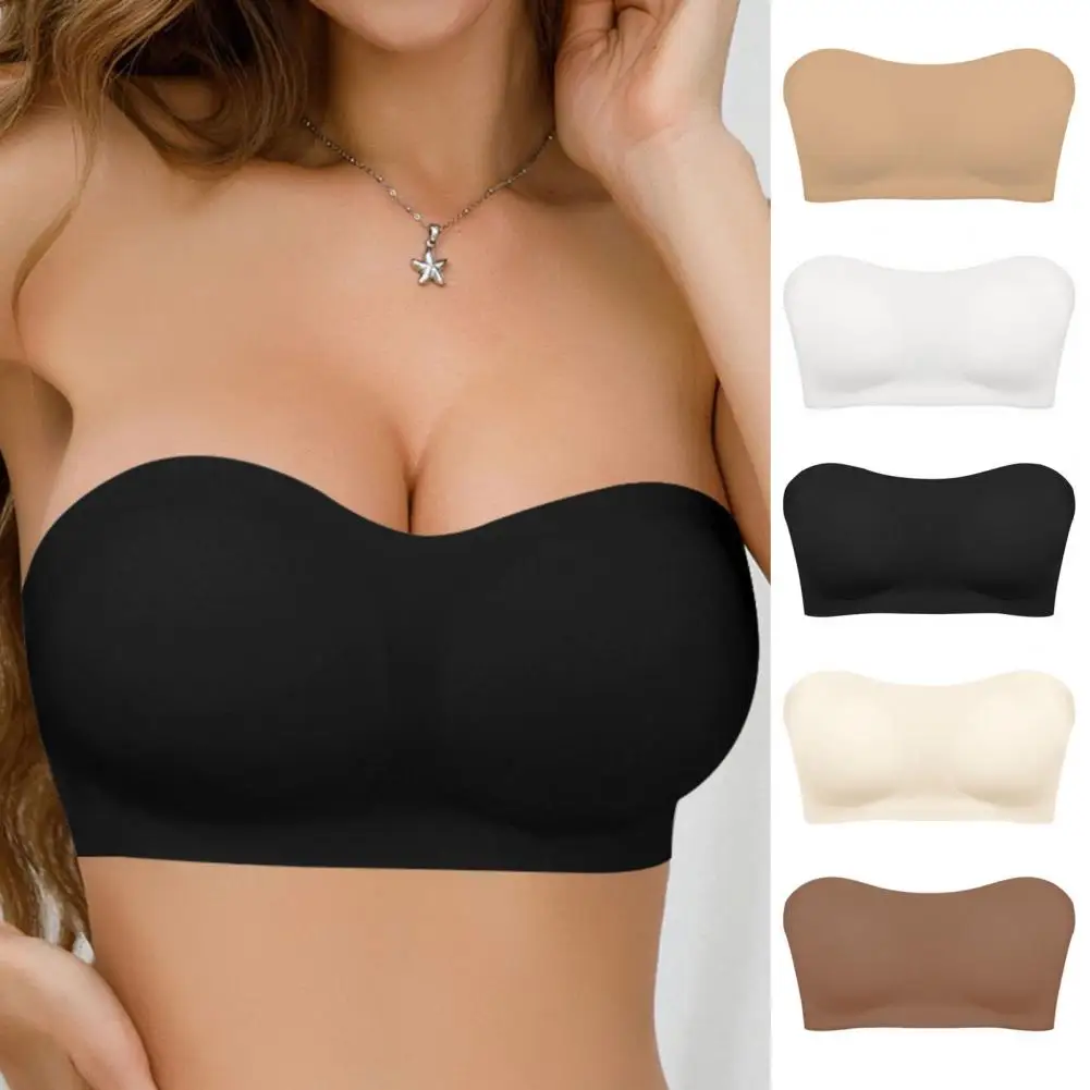 

Bra Strapless Bra with Side Breast Buttons for Off-shoulder Dress Contoured Cups for Smooth Shape Anti-slip Design Half Cup Size