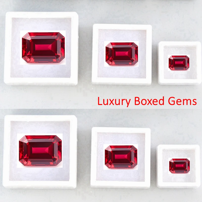 

Premium Ruby Gem Emerald Cut Pass UV Test Ruby Gem Beads for Jewelry Making Ring/Pendant/Collection Stone Mohs Hardness Gem