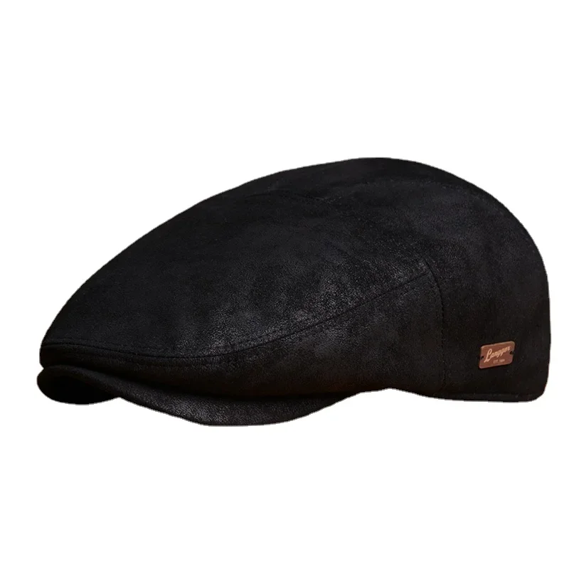 

Sheepskin Leather Hat Mens Cap Thin Motorcycle New Outdoor Travel Hats In Spring and Summer Visor Men