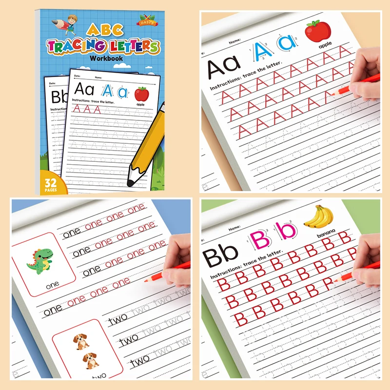 

ABC Tracing Letters Workbook: Fun Alphabet Writing, Letter Recognition & Vocabulary Exercises for Kids Colorful Illustrations