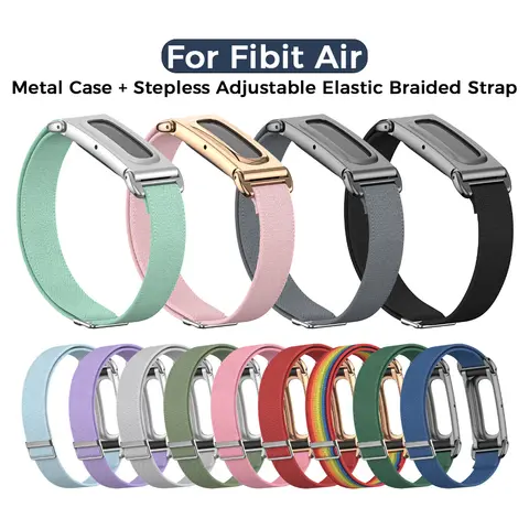 Pulseira de Metal com Fecho Simples e Tira de Nylon Trançada Ajustável para Google Fitbit Air Fitness Tracker
